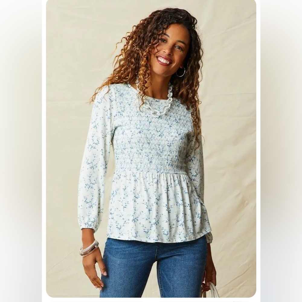 EUC Matilda Jane Enchanted Garden Hilton Head Floral-print Navy Smocked Small